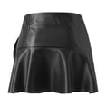 thumbnail image 3 of Leather Skirts For Women High Waist Ruffled Hem Mini Skirt With Short Vacation Holiday Female Dailywear, 3 of 9