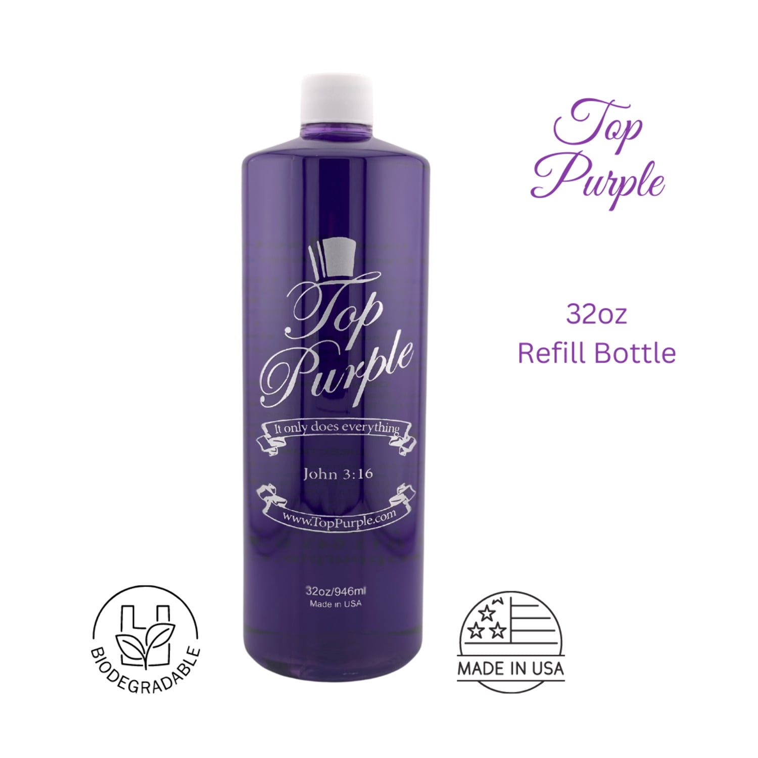 Top Purple Jewelry and More Cleaner - 32 oz. Bottle with Free 2 oz Bottle