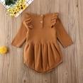 thumbnail image 5 of Douhoow Toddler Girl Warm Knitted Romper Baby Solid Ruffles Sweater Jumpsuit, 5 of 7