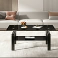 thumbnail image 4 of SMARTIK Black Glass Coffee Table with Two-Tier Rectangle Design, 4 of 5