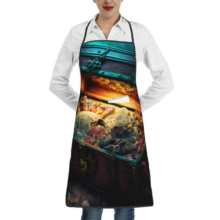 

Matuu Underwater Treasure Chest for Adjustable Cooking Aprons for Women with Pockets Kitchen Aprons for Men Water and Oil Resistant