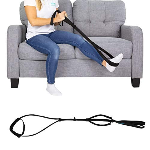 Vive Proflex Strap - Physical Therapy Leg Lifter Assist with Nylon Webbing for Recovery, Stretching - Loop with Hand Grips - Lift Foot, Calf - Rigid for Elderly, Handicapped, Injury, Car and