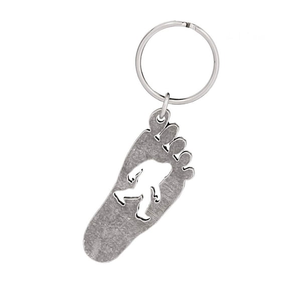 Bigfoot Print Keychain, Sasquatch, Yeti, Cryptid, Pacific Northwest, Key Fob, Key Ring, Keys, Zipper Pull, Luggage Tag, Backpack, Pewter, Over 300 Keychains Designs, Handmade in the USA A175KC