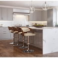 thumbnail image 3 of Pino Mid-Century Modern Adjustable Barstool With Swivel In Walnut And Cream Faux Leather - Set Of 2, 3 of 9