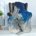 thumbnail image 4 of Winter Soft Flannel Fleece Throw Blanket, Lonely Tree on Snow Covered Land Cloudy Sky Rural Scenery in January Cold Country, Cozy Plush for Indoor and Outdoor Use, 60" x 80", Blue White, by Ambesonne, 4 of 5