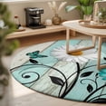 thumbnail image 3 of Round Rugs 4Ft, Teal Cream Daisy Farmhouse Round Area Rug Washable Indoor Throw Carpet, Country Vintage Floral Soft Non Slip Circle Rug for Kitchen Nursery Room Home Decor Aesthetic, 3 of 8