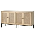 thumbnail image 1 of KFFKFF Wicker Cabinet, Wicker Storage Unit with 4 Magnetized Doors and Customizable Shelving, Multipurpose Cabinet for Corridor, Foyer, Lounge, or Kitchen, Organic, 1 of 9