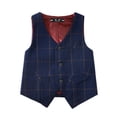 thumbnail image 5 of ETHAN Boys Plaid Navy Suit for Boys 3 Pieces Boys Blazer Formal Suit Set for Wedding Boy Suit 12Y, 5 of 9