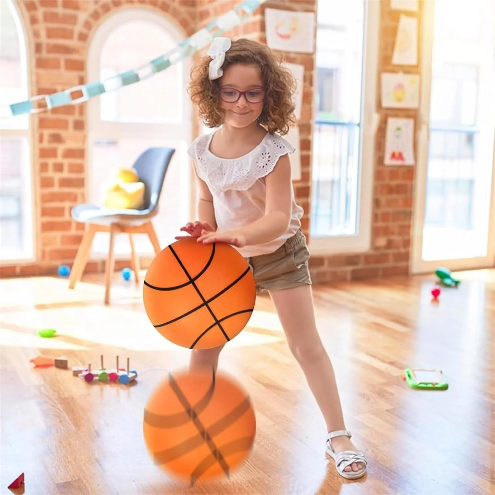 Wall-Mounted Silent Basketball Hoop Set - Adjustable Height, Quiet Dribbling for Kids & Adults, All-Weather Home Gym