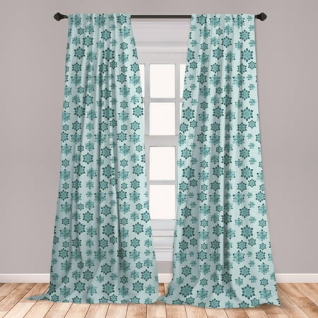 Teal Color Bedroom Ideas Teal Curtains 2 Panels Set, Wintertime Inspiration Ornate Abstract Snowflakes in Pale Colors Christmas, Window Drapes for Living Room Bedroom, Pale Blue Teal Grey, by Ambesonne ()