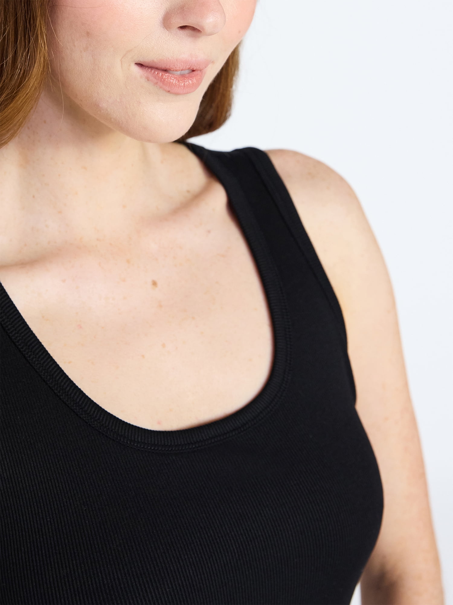 Joyspun Women's Ribbed Tank with Inner Bra, Sizes XS-3X