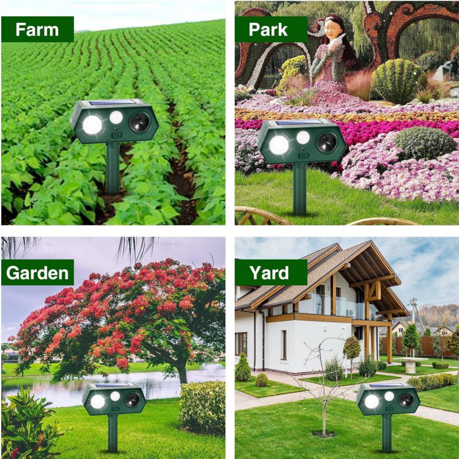 Paddsun 4 Pack Solar Ultrasonic Animal Traps,Cat Traps Outdoor Deer Traps Devices with Motion Sensor Animal Traps to Raccoon Squirrel Rabbit Skunk with lP44 Waterproof for Yard Lawn