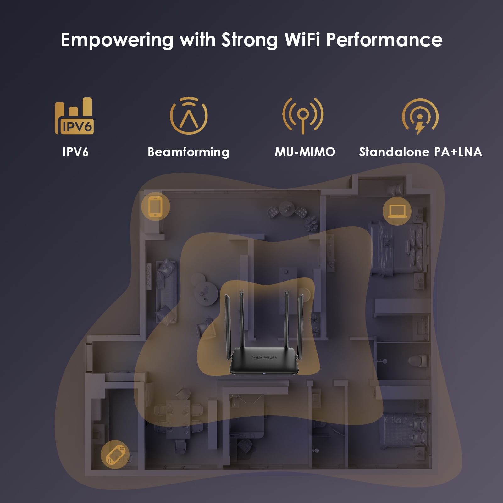 1200Mbps WiFi Dual Band (2.4GHz+5GHz), Gigabit WiFi  for Home & Gaming,WN530HG4,Black,Quanlity100