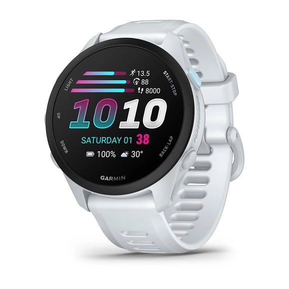 Garmin Forerunner 70 GPS Running Smartwatch with Heart Rate & AMOLED Touchscreen - Whitestone