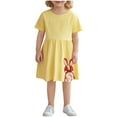 thumbnail image 2 of ZOYOEN Toddler Girls Graphic Cotton Dresses- Cute Short Sleeve Casual Summer Shirt Dress Yellow Size 3 T, 2 of 3