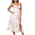 thumbnail image 2 of TMOYZQ Dresses for Women Floral Midi Corset Boho Flowy Slit Lace Up Dress Going Out A Line Casual Beach Sundress, 2 of 6