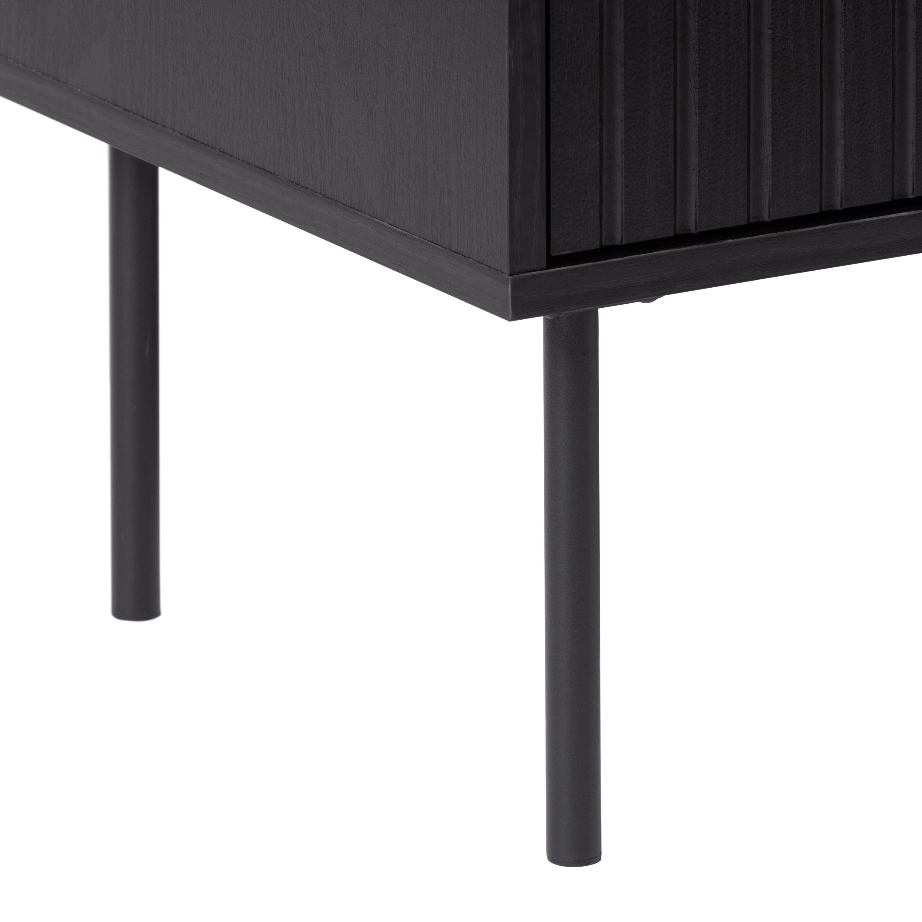 CorLiving Lysander Engineered Wood Fluted Sideboard with 4 Doors and 4 Shelves, Black