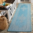 thumbnail image 3 of SAFAVIEH Courtyard Delbet Distressed Medallion Indoor/Outdoor Area Rug, 6'7" x 6'7" Square, Aqua/Grey, 3 of 10