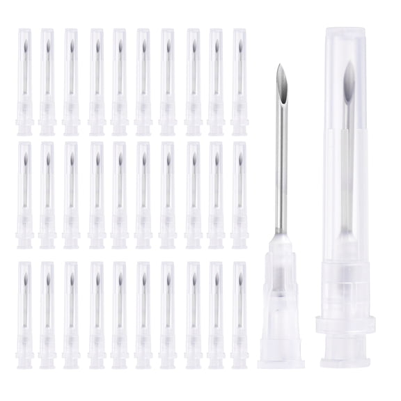 Uxcell 100 Paquete Aguja de Dispensación 16 Calibre 1 Pulgada, Aguja de Dispensación Luer Lock para Laboratorio, Puntas de Acero Inoxidable, (Blanco)
