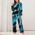 thumbnail image 2 of Honeii Blue Full Moon Wolf print Women's Pajama Sets Long Sleeve Button Down Sleepwear Nightwear Soft Pjs Lounge Sets-Medium, 2 of 7