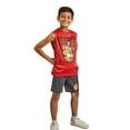 thumbnail image 6 of Five Nights At Freddy's 3-Pack Boy's Black Short Sleeve Tee, Red Muscle Tank, Gray Athletic Shorts Set, 6 of 7