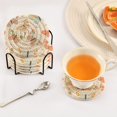 thumbnail image 5 of Haosy Set of 6 Drink Woven Coaster with Holder Heat Resistant Non-Slip Bar Coasters 4 Inches Butterfly with Flower, 5 of 7