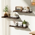 thumbnail image 3 of Lipa 24 Inch 2 Pack Floating Shelves for Wall,Farmhouse Live Edge Shelf,Living Room Bedroom Kitchen,Charcoal Brown, 3 of 8