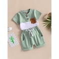 thumbnail image 3 of Bagilaanoe 2pcs Toddler Baby Boy Short Pants Set Patchwork Short Sleeve T-Shirt Tops + Shorts 6M 12M 18M 24M 3T Kids Casual Summer Outfits, 3 of 9