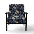 thumbnail image 4 of Designart "Roses Of Cobalt Blue Renaissance III" Blue Rose Pattern Upholstered Accent Chair - Cottage Arm Chair For Bedroom, 4 of 7