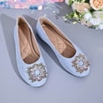 thumbnail image 5 of CQONEPT Women's Pointed Toe Pearl Flats Suede Comfortable Dress Flats for Wedding Non Slip Soft Sole Office Flat Shoes Blue 37, 5 of 6