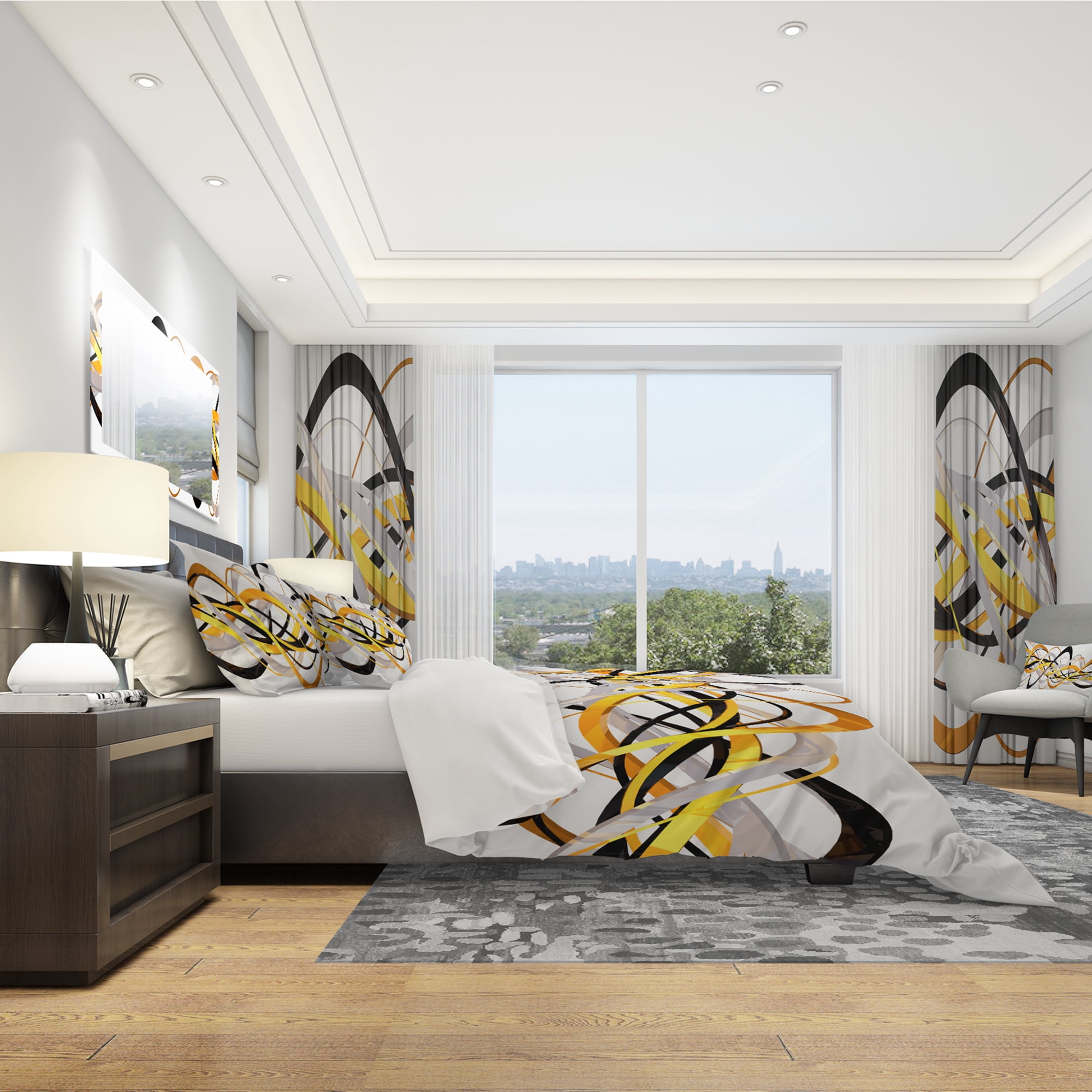 Designart 'Gold and Silver Helix' Modern & Contemporary Duvet Cover Set