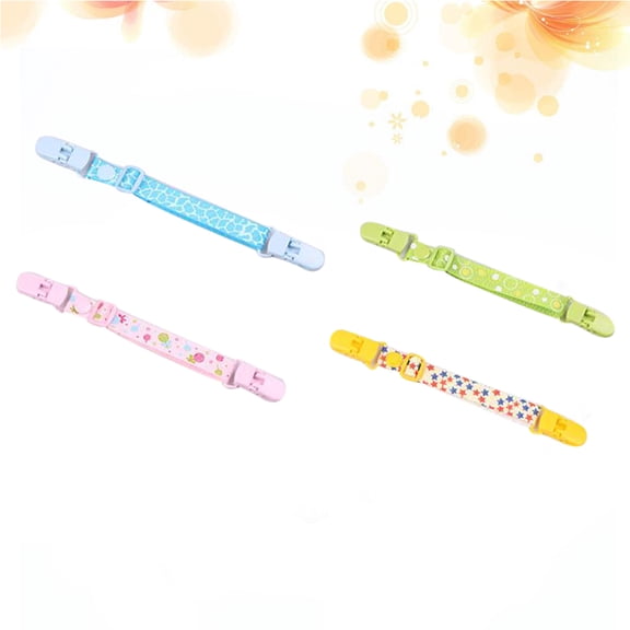 SOPOTUTU 4-Pack Assorted Baby Bib Clips, Durable Lightweight Polyester Fasteners for Infant Use