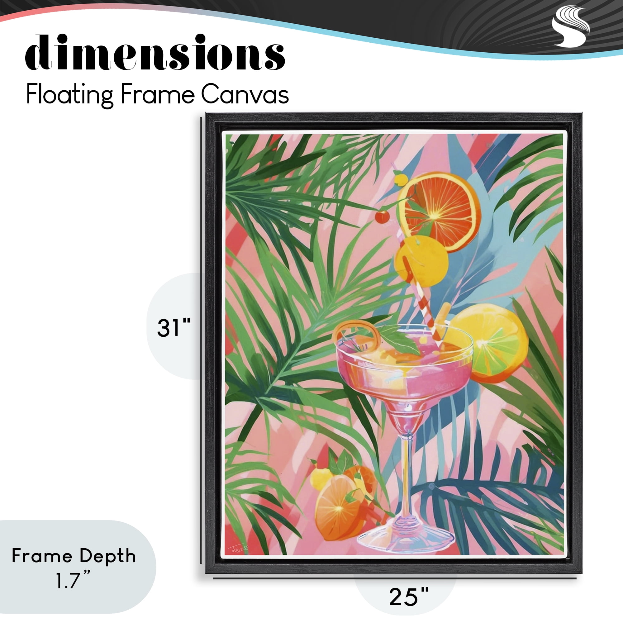 Stupell Industries Jungle Citrus Cocktail Black Framed Floater Canvas Wall Art, design by Tabz Jones