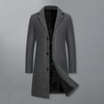 thumbnail image 2 of Men Woolen Coat Men's Woolen Coat Notch Lapel Long Sleeve Single Breasted Jacket Solid Color Windproof Business Casual Overcoat Men Coat, 2 of 7