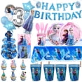 thumbnail image 2 of Decoraciones para fiestas de cumpleaños de Disney Frozen, vajilla, vasos de papel, platos y globos de color rosa y azul de la princesa Elsa para bebés y niños, 2 of 5