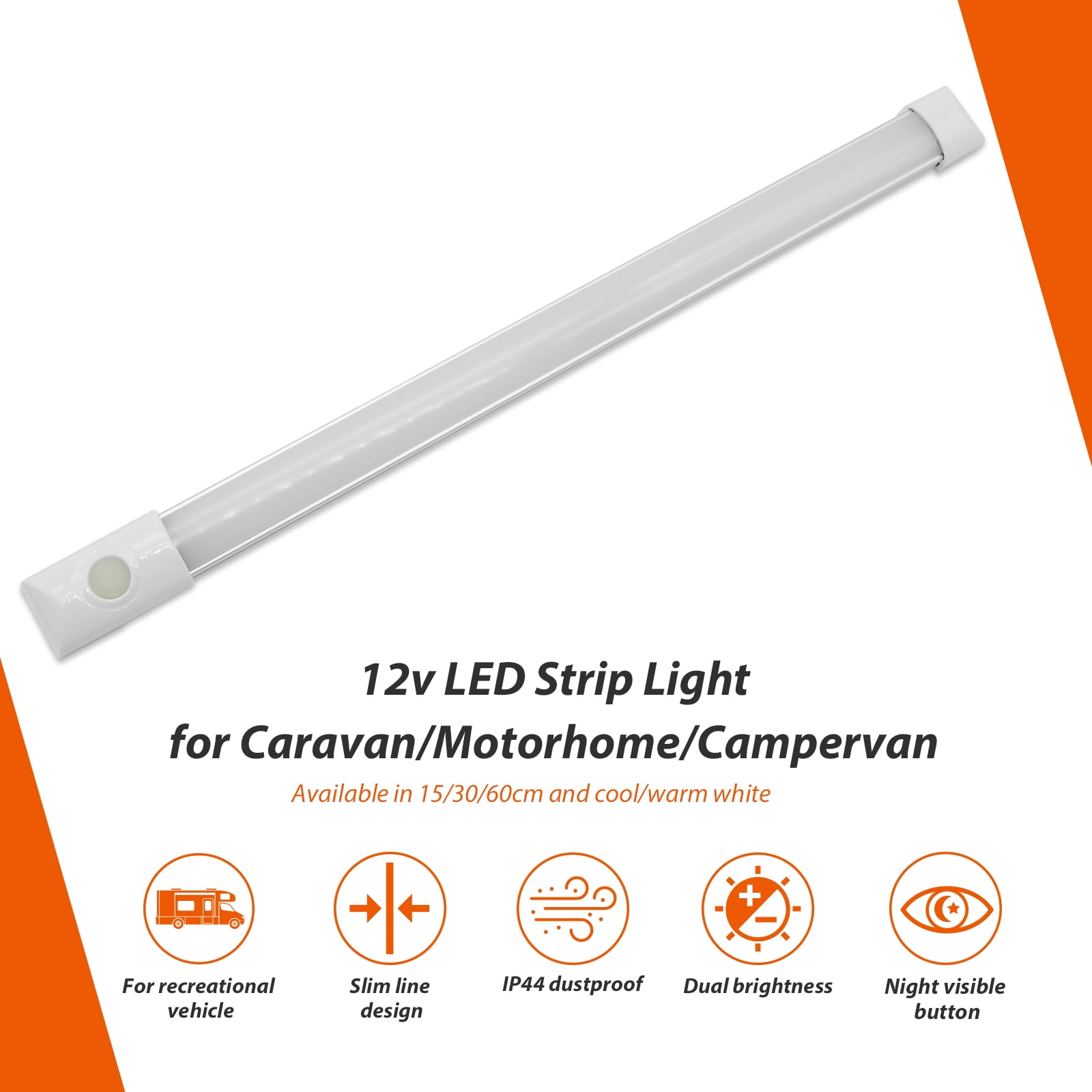 Dream Lighting 12V LED Under Cabinet Light Bar,RV Camper Boat Interior Lighting,Ultra Slim,Cool White, 2-Pack