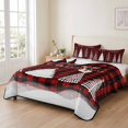 thumbnail image 2 of Quilts Twin Size Bedding Set, Merry Christmas Lightweight Quilted Comforter, Xmas Trees Snowflake Rustic Plaid Red Black Reversible Bedspread Coverlet with Pillow Covers for All Season, 68" x 86", 2 of 9