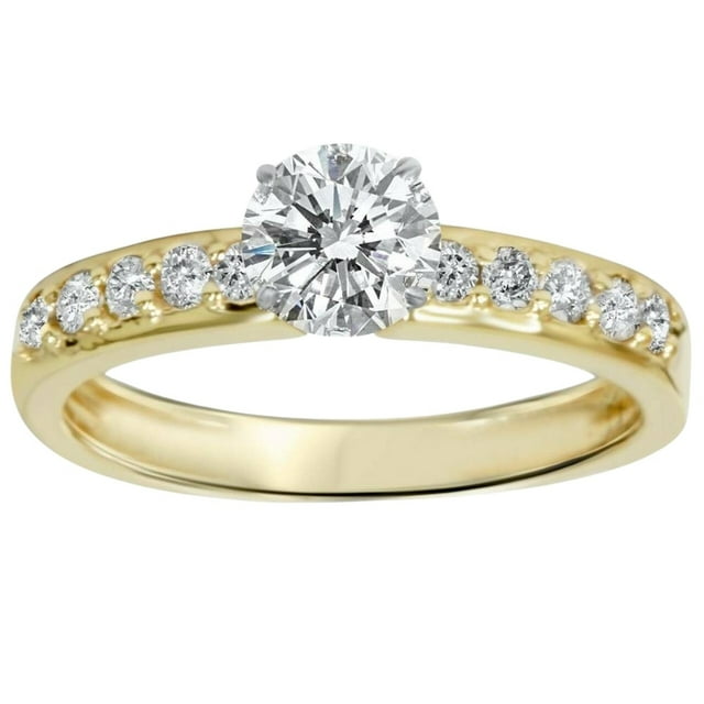 Bague de Fiançailles en Or Jaune avec Diamant 1 Ct 14 K