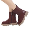 thumbnail image 3 of Otqutp Baby Warm Winter Boots Girls Scrub Boots Shoes Water-proof Leather Short Boots PU Leather Non-slip Breathable Boots 3-12 Years(A,3.5-4 Years), 3 of 9