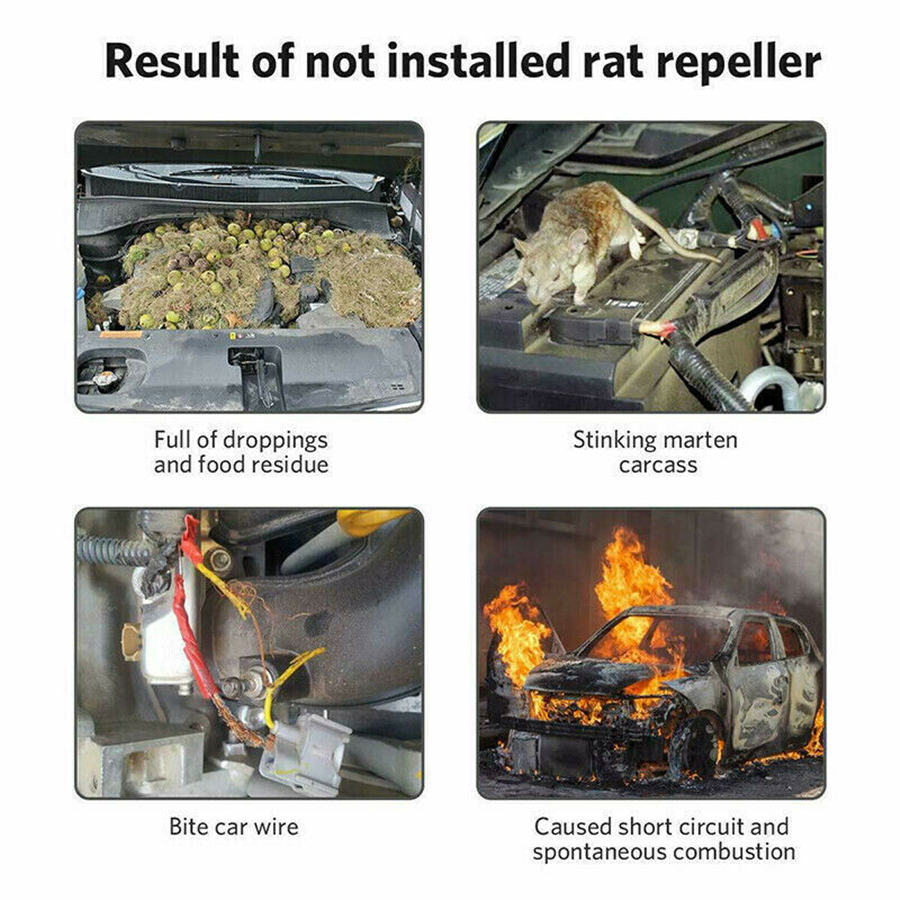 Acaigel Auto Suv Ultrasonic Under Hood Mice Rat Pest Repellent Mouse Repeller Universal
