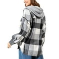 thumbnail image 4 of KOMOO Women Classic Plaid Jacket Oversized Flannel Tartan Jacket Long Sleeve Lapel Button Blouse Coat with Pockets Outwears, 4 of 5