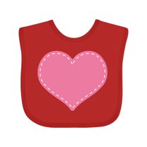 Inktastic Pink Heart (Stitch Border) Girls Baby Bib
