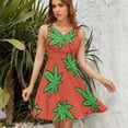 thumbnail image 7 of Hemp Leaves Women's Tank Dress V Neck Sleeveless Summer Sundress, 7 of 7