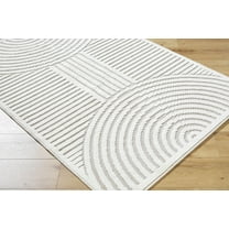 Hauteloom Deron Living Room, Bedroom Machine Washable Area Rug - Contemporary - Off White, Light Gray - 3'3" x 5'