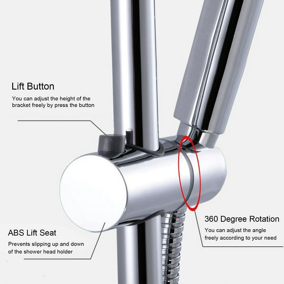 Holder Adjustable Height Shower Head Holder For Slide Bar Rail Head Bracket Holder Handheld Showerhead Holder 360 Degree Rotation Sprayer Bracket Polished Chrome