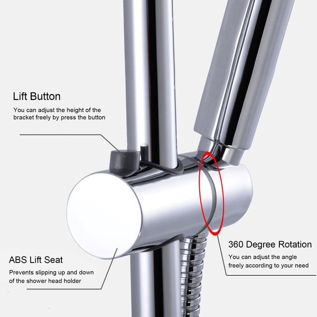 Bar Adjustable Height Shower Head Holder For Slide Bar Rail Head Bracket Holder Handheld Showerhead Holder 360 Degree Rotation Sprayer Bracket Polished Chrome