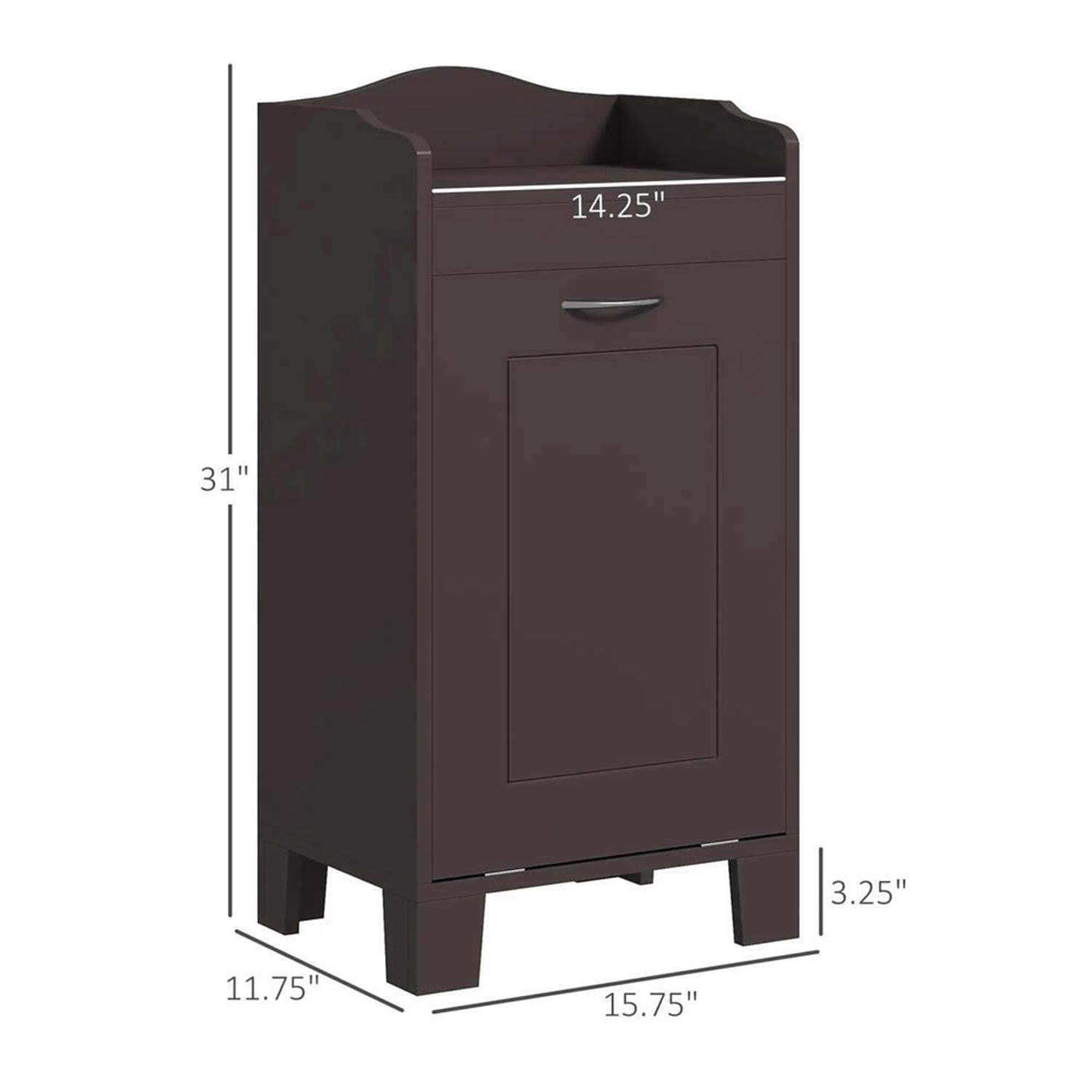 Demi Bonn 31" Bathroom Storage Cabinet with Tilt-Out Trash, Laundry Cabinet with Tilt Out Laundry Basket for Kitchen, Living Room, Brown