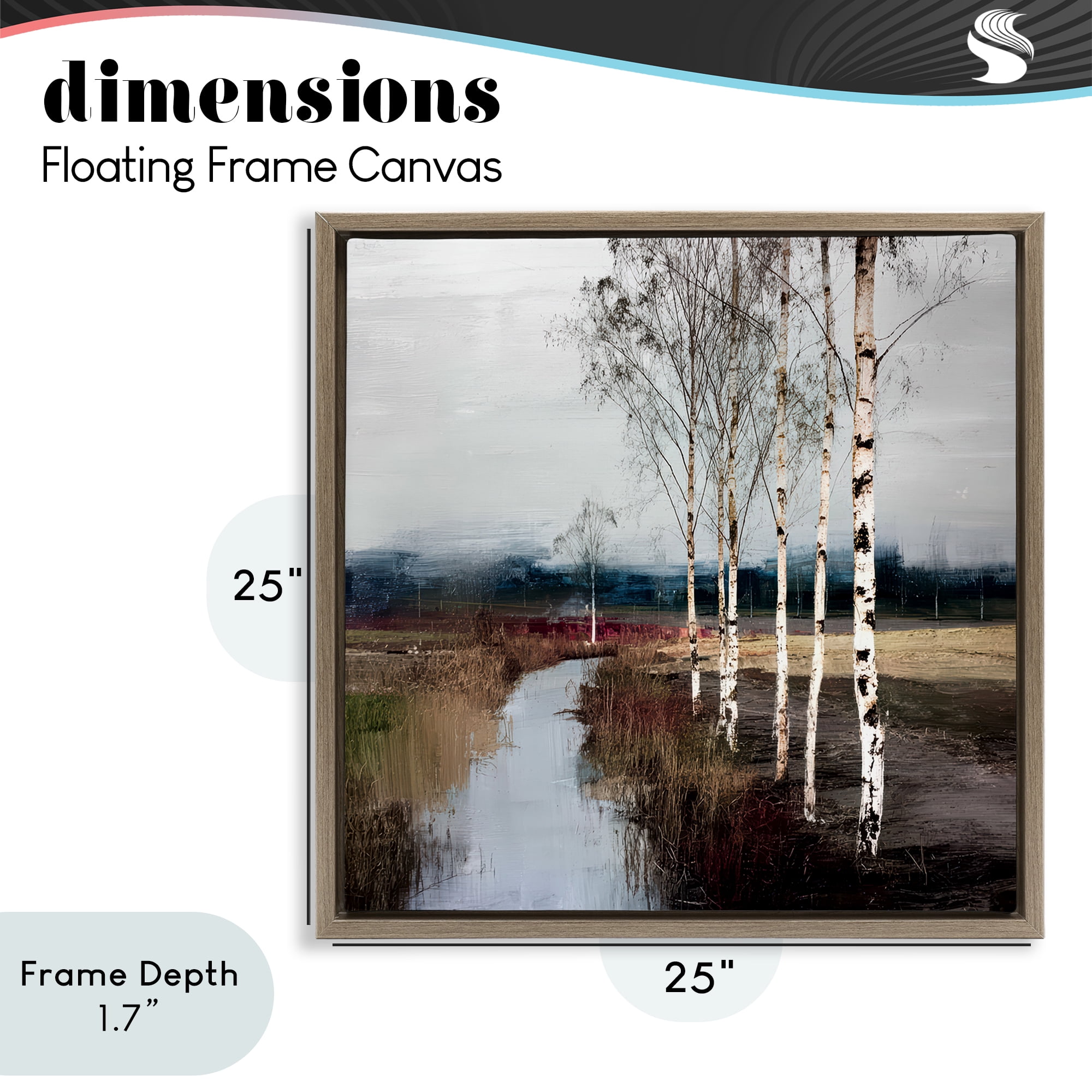 Stupell Industries Birch Creek River Brown Framed Floater Canvas Wall Art, design by Kim Curinga