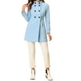 thumbnail image 3 of INSPIRE CHIC Women's Coat Double Breasted Midi Length Stand Collar Long Sleeve Coat M Sky Blue, 3 of 8