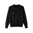 thumbnail image 7 of SEROYE Women's Ribbed Knit Sweaters Asymmetric Collar Solid Long Sleeve Casual Pullover Tops for Spring Fall (XL, Black), 7 of 7